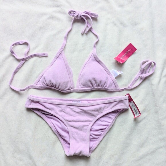 xhilaration Lavender Purple Terry String Bikini Swimsuit S - Picture 1 of 6